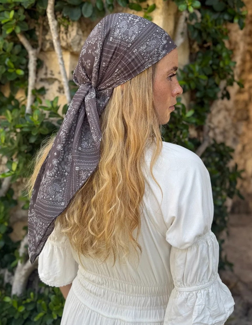 The Scarf Bar Mocha Paisley Headscarf - TSB-09-AW26