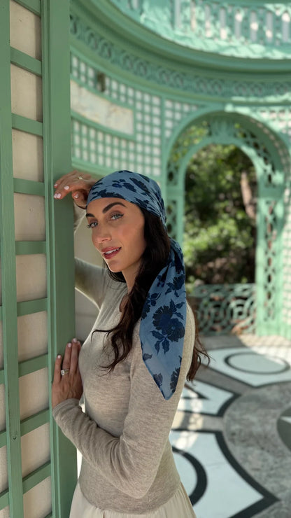 The Scarf Bar Indigo Bloom Headscarf - TSB-06-AW26