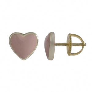 Delino Enamel 7x8mm Heart Stud - Gold Plated Sterling Silver Post - Screw Back Earrings - 7EP122-SS-GD