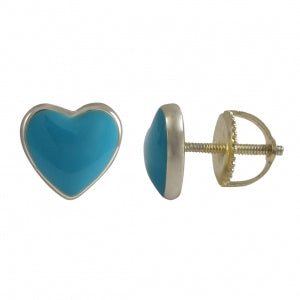 Delino Enamel 7x8mm Heart Stud - Gold Plated Sterling Silver Post - Screw Back Earrings - 7EP122-SS-GD