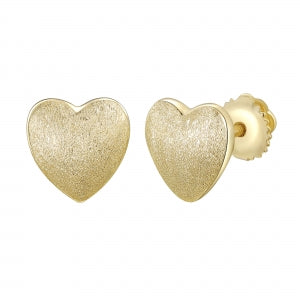 Delino Enamel 7x8mm Heart Stud - Gold Plated Sterling Silver Post - Screw Back Earrings - 7EP122-SS-GD