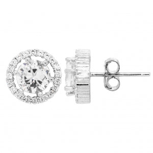 Delino Rhodium Plated Sterling Silver - Round Circle Post Earrings - 7EP521-SS-SR