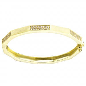 Delino Matte Gold Plated Brass - CZ Bangle - 8B864-B-GD-M