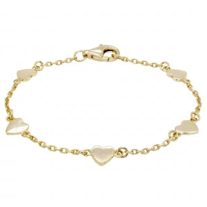 Delino Gold Plated Sterling Silver Hearts Bracelet - 8B881-SS-GD