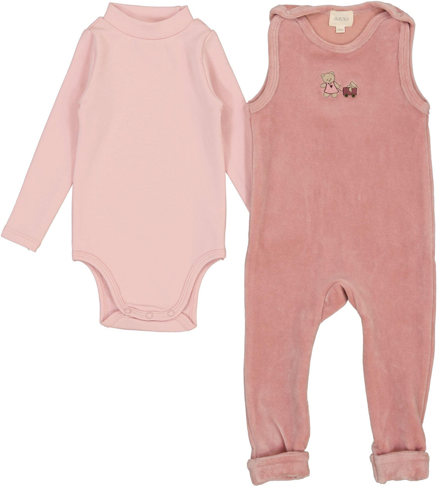 Aurora Embroidered Bear Mockneck Bodysuit & Overall - AAW26-0097-BO