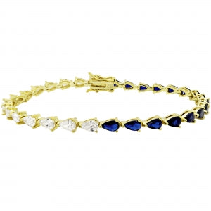 Delino Gold Plated Sterling Silver Tennis Bracelets With Safety Lock - Pear Shape Stones - 9B456-SS-GD