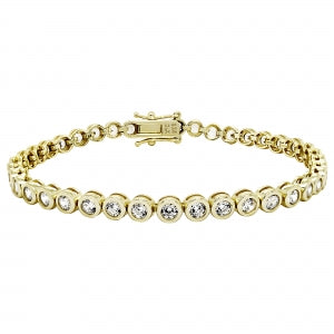 Delino Gold Plated Sterling Silver CZ Round Bezel Setting Bracelets - 9B644-SS-GD