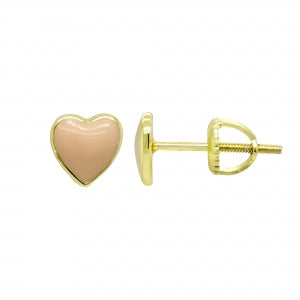 Delino Gold 6X6Mm Heart Stud Gold Plated Sterling Silver Post Screw Back Earrings - 9EP04-SS-GD