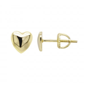 Delino Gold 6X6Mm Heart Stud Gold Plated Sterling Silver Post Screw Back Earrings - 9EP04-SS-GD
