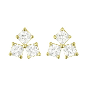 Delino Gold Plated Sterling Silver - In Triangle 10.5mm x 10.5mm Post Stud Earrings - 9EP123-SS-GD
