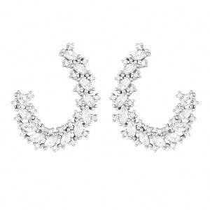 Delino Rhodium Plated Sterling Silver CZ Post Earrings - 9EP182-SS-SR