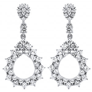 Delino Rhodium Plated Sterling Silver CZ Open Teardrop Dangle Post Earrings - 9EP195-SS-SR