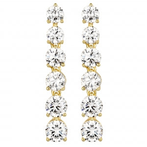 Delino Gold Plated Sterling Silver CZ Drop Post Earring - 9EP215-SS-GD