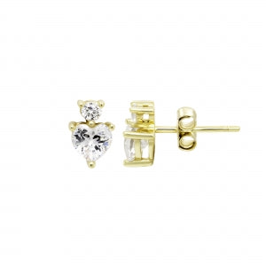 Delino Gold Plated Sterling Silver CZ Heart Earrings - 9EP235-SS-GD