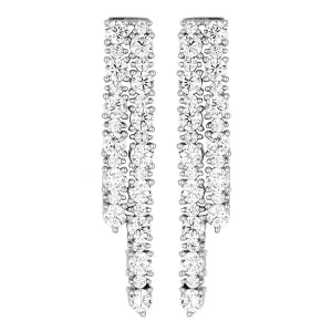 Delino Rhodium Plated Sterling Silver - CZ Two Row Post Earrings - 9EP25-SS-SR