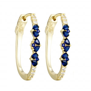 Delino Gold Plated Sterling Silver - CZ 24x19mm Hoop Earring - 9EP475-SS-GD