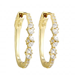 Delino Gold Plated Sterling Silver - CZ 24x19mm Hoop Earring - 9EP475-SS-GD