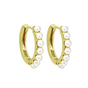 Delino 2.5mm Pearls Design 15mm Gold Filled Hoop Earrings - 9EP499-GF-GD