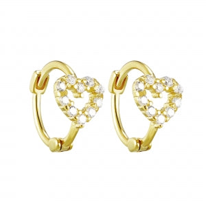 Delino Gold Plated Sterling Silver Open Heart on Hoop - 9EP593-SS-GD