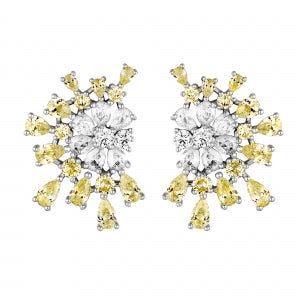 Delino Rhodium Plated Sterling Silver CZ Post Earrings - 9EP602-SS-SR