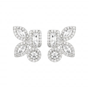 Delino Rhodium Plated Sterling Silver Assorted Shape CZ Post Earrings - 9EP650-SS-SR
