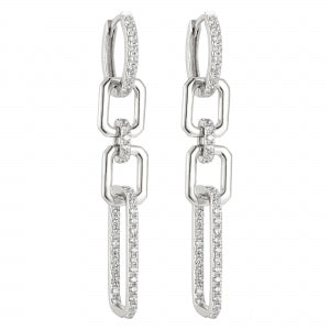 Delino Rhodium Plated Sterling Silver CZ Link Earring - 9EP684-SS-SR