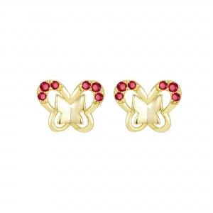 Delino Gold Plated Sterling Silver CZ Butterfly Stud Earring - 9EP685-SS-GD