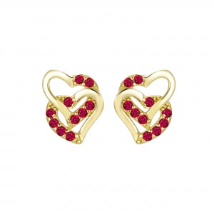 Delino Gold Plated Sterling Silver And CZ Double Intertwined Open Heart Stud Earring - 9EP686-SS-GD