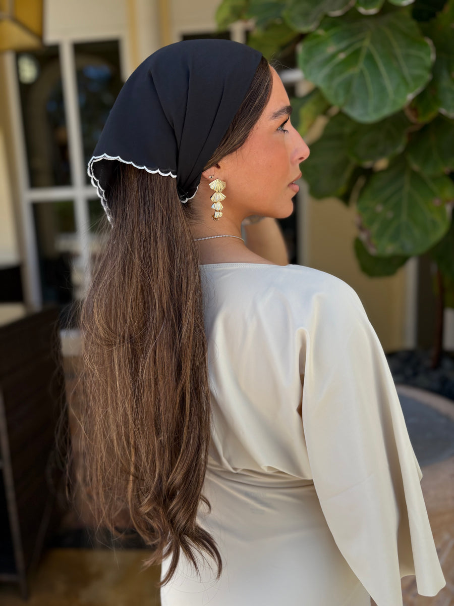 The Scarf Bar Cotton Scalloped Bandana - 002-TSB