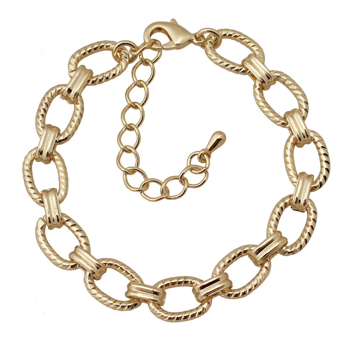 Cameo Gold Small Grooved Ovals Bracelet - B1223