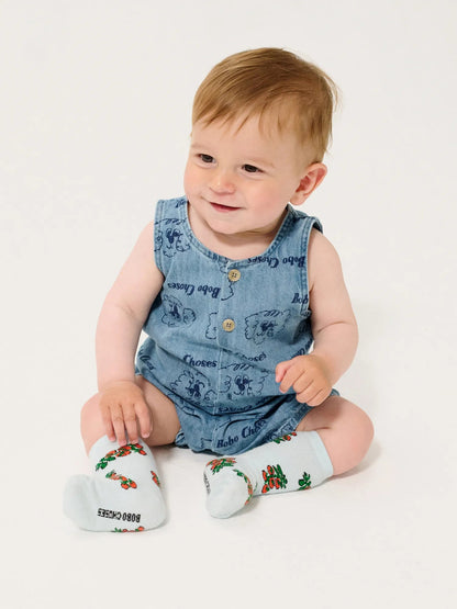 Bobo Choses Pickles The Dog All Over Denim Romper - B126AB078
