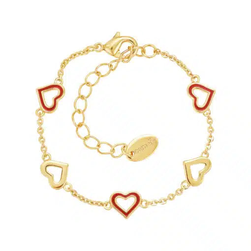 Cameo Up & Down Outline Hearts Kids Bracelet - B1396