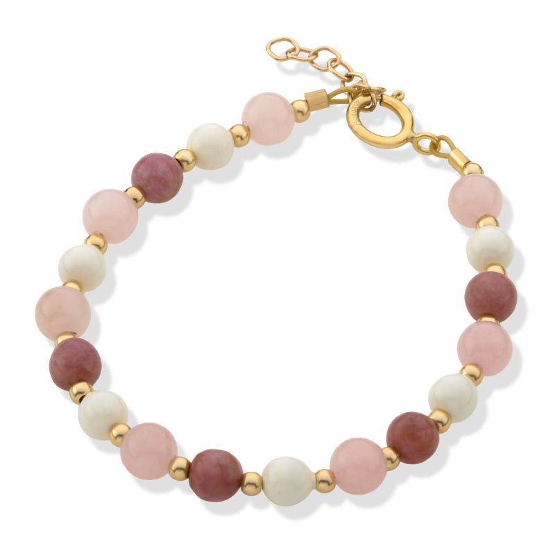 Crystal Dream Baby Tricolor/ 2mm Gold Beaded Bracelet - B2507