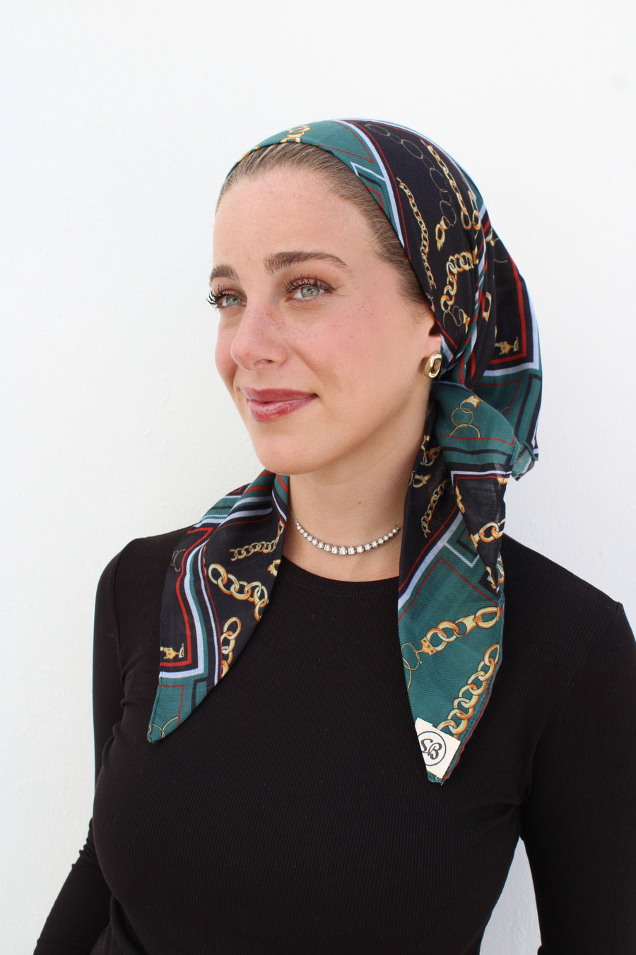 The Scarf Bar Chain Square Headscarf - EC-TSB