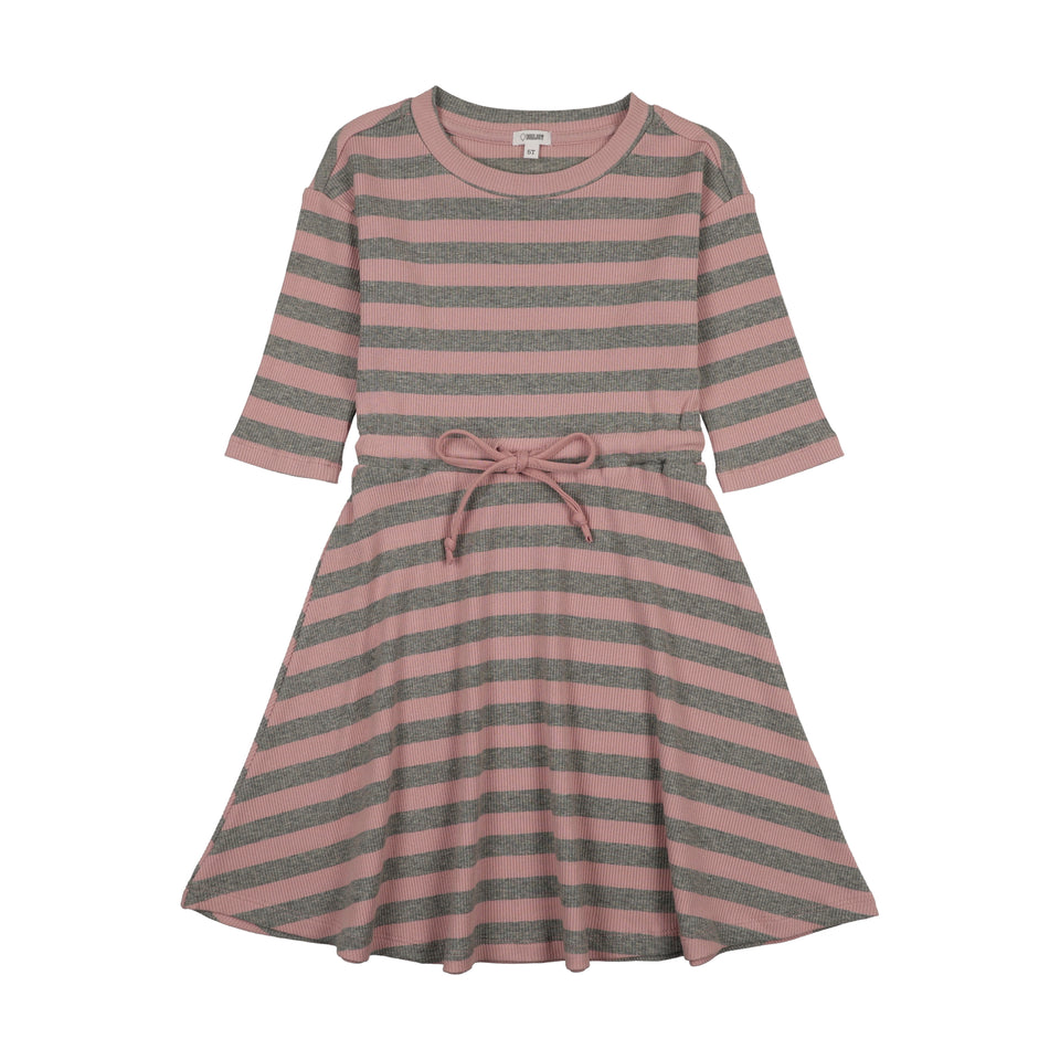 Bonjoy Embroidered Stripe 3/4 Sleeve Dress - BTSS26005D