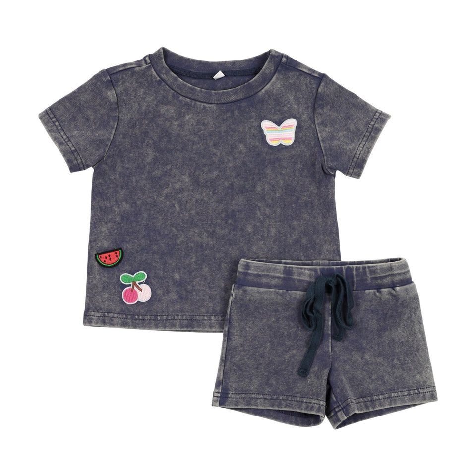 Bonjoy Washed Patch Shorts Set - BTSS26051SS