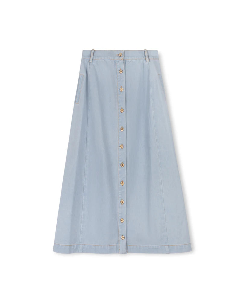 Cabana  Haley Button Down Denim Maxi Skirt