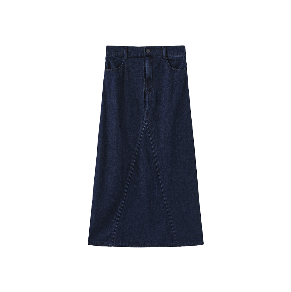 Vibe Seam Flyfront Denim Skirt - C-28183