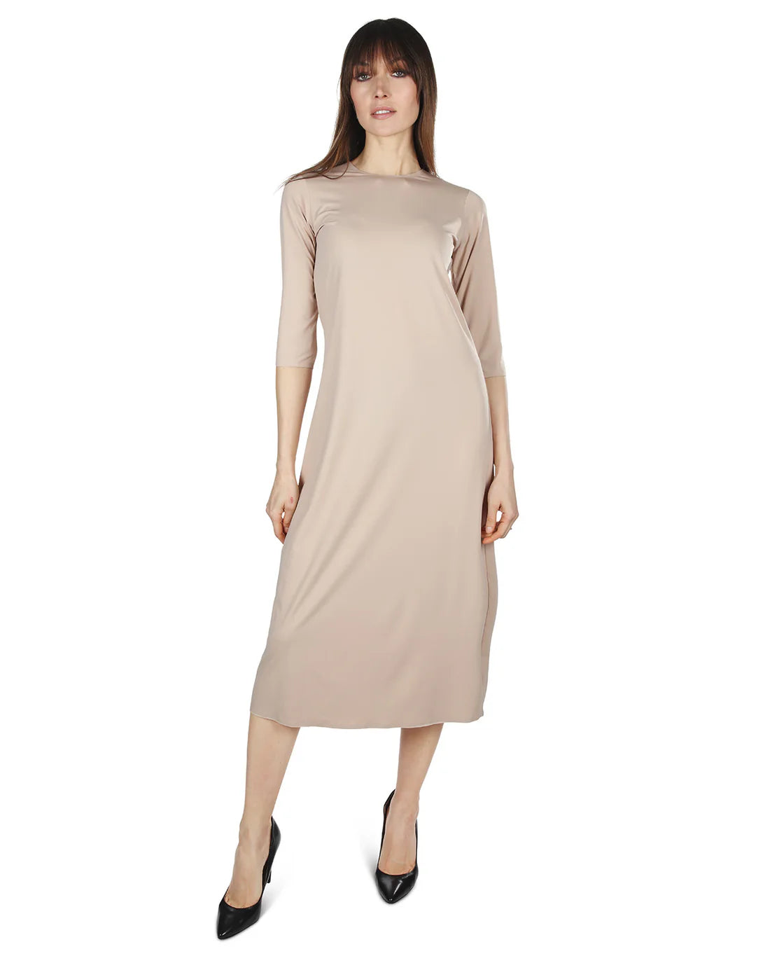 Memoi Womens Bonded Quarter Sleeve Slip Dress - Csp504