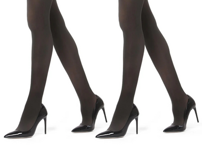 Memoi Womens 2 Pair Pack Perfectly Opaque Control Top Microfiber Tights - Mo-646
