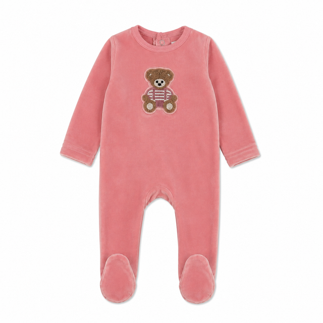 Bonjoy Sherpa Teddy Velour Footie - BWLV26007F
