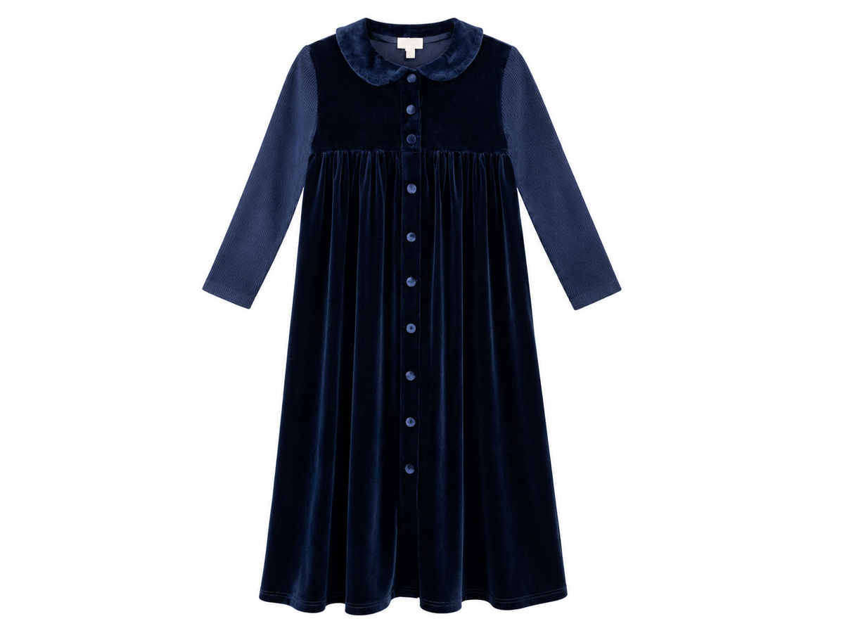 Nino Button Down Velour Robe - YQ-42715