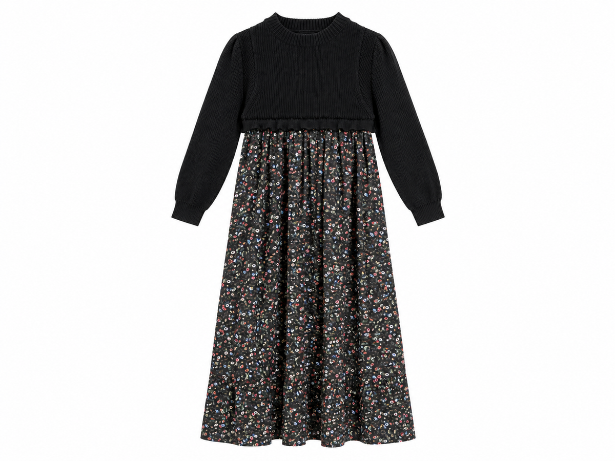 Nino Ribbed Top Robe With Floral Print Bottom - 626015