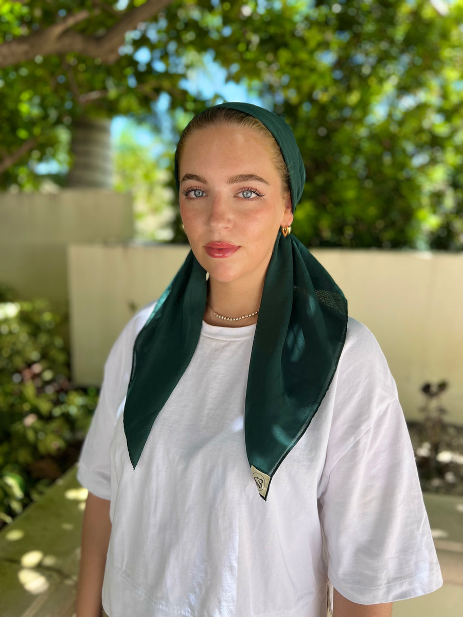 The Scarf Bar Short Classic Pretied Cotton Emerald - 07-TSB