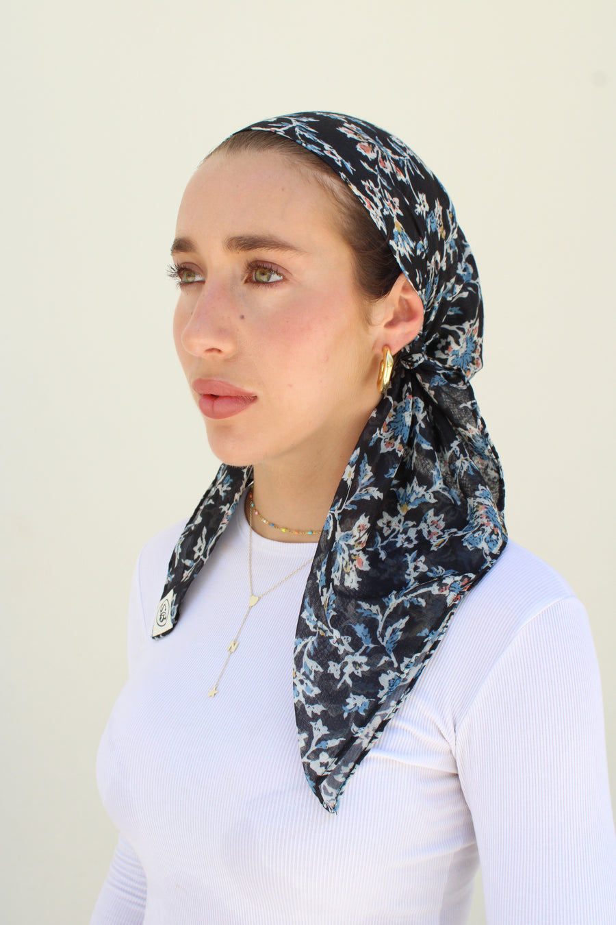The Scarf Bar Frosted Florals Square Headscarf - 10-TSB