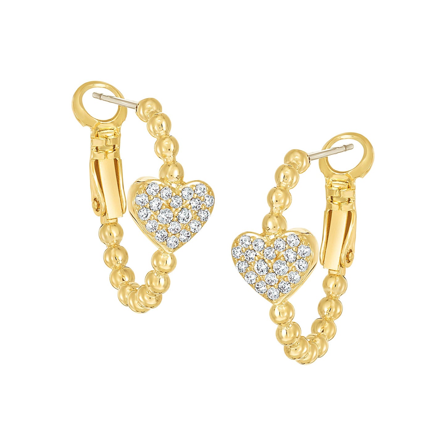 Cameo Pavé Heart on Ball Huggie Earring - E5244