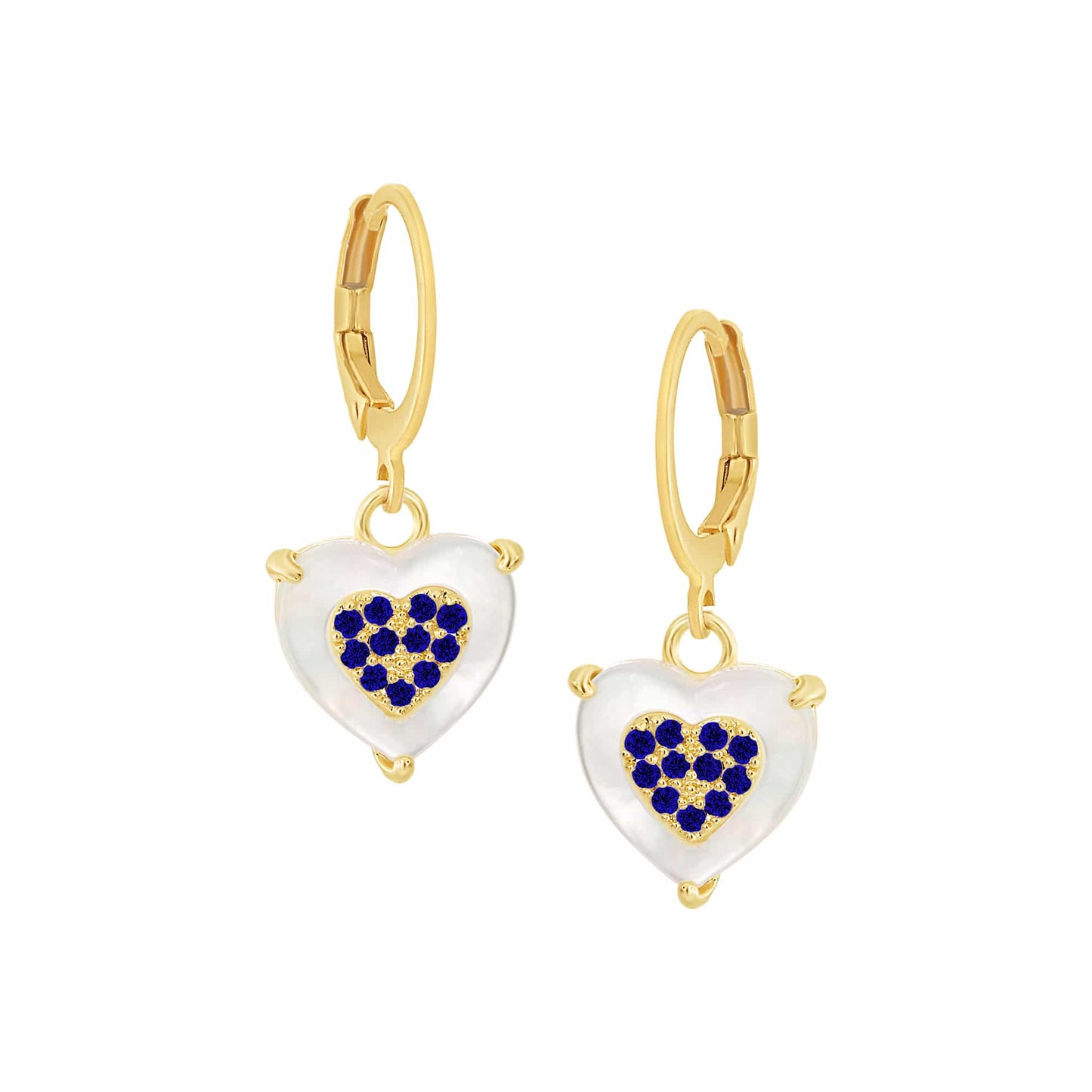 Cameo Medium CZ-Filled Mother-of-Pearl Heart Earring - E5300