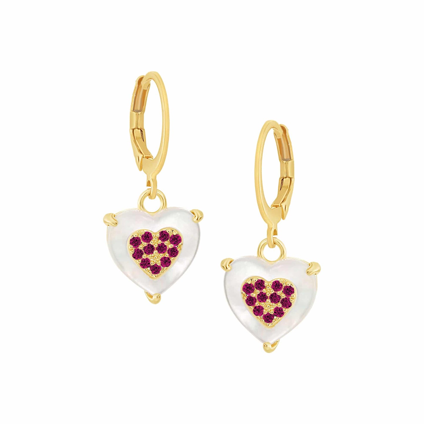 Cameo Medium CZ-Filled Mother-of-Pearl Heart Earring - E5300