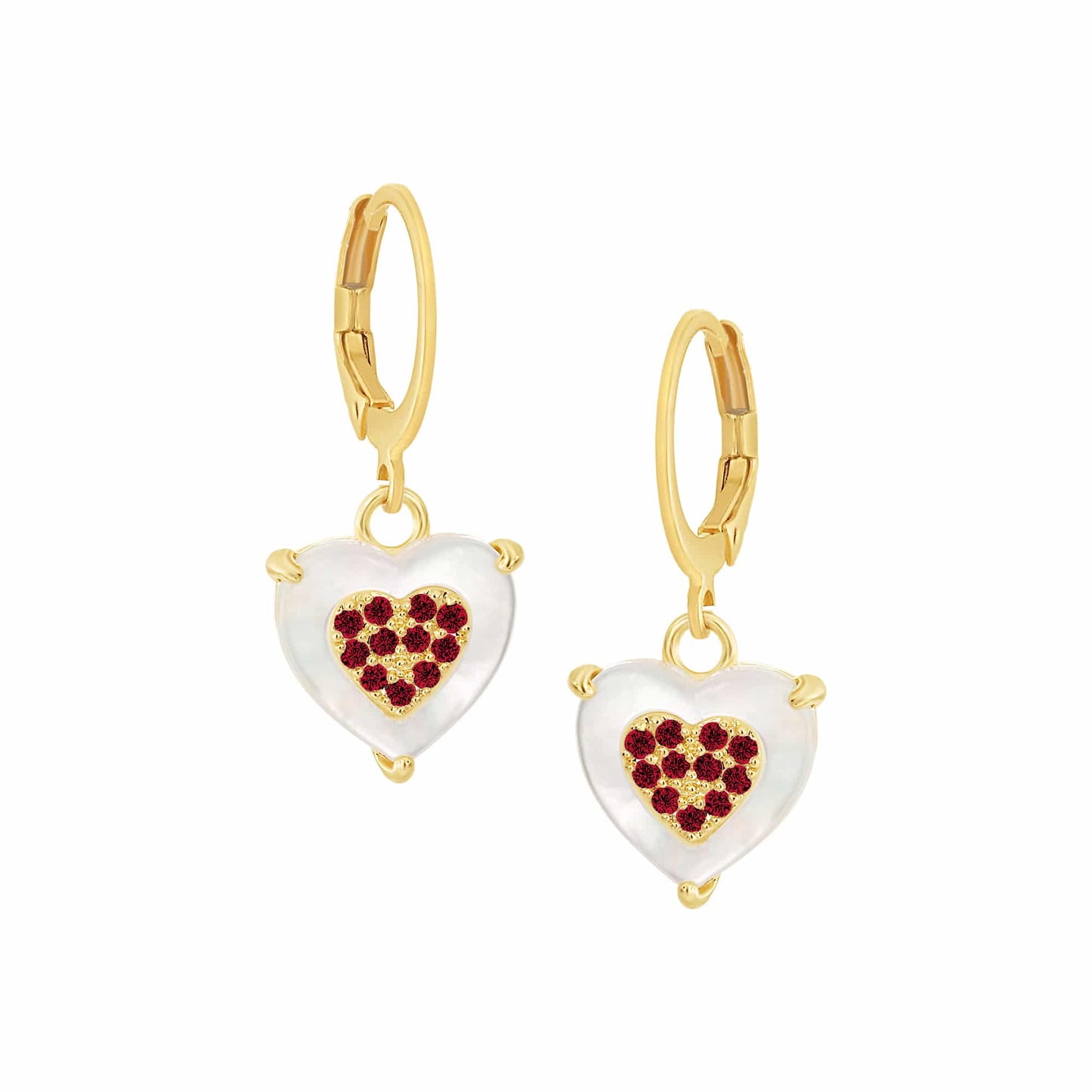Cameo Medium CZ-Filled Mother-of-Pearl Heart Earring - E5300
