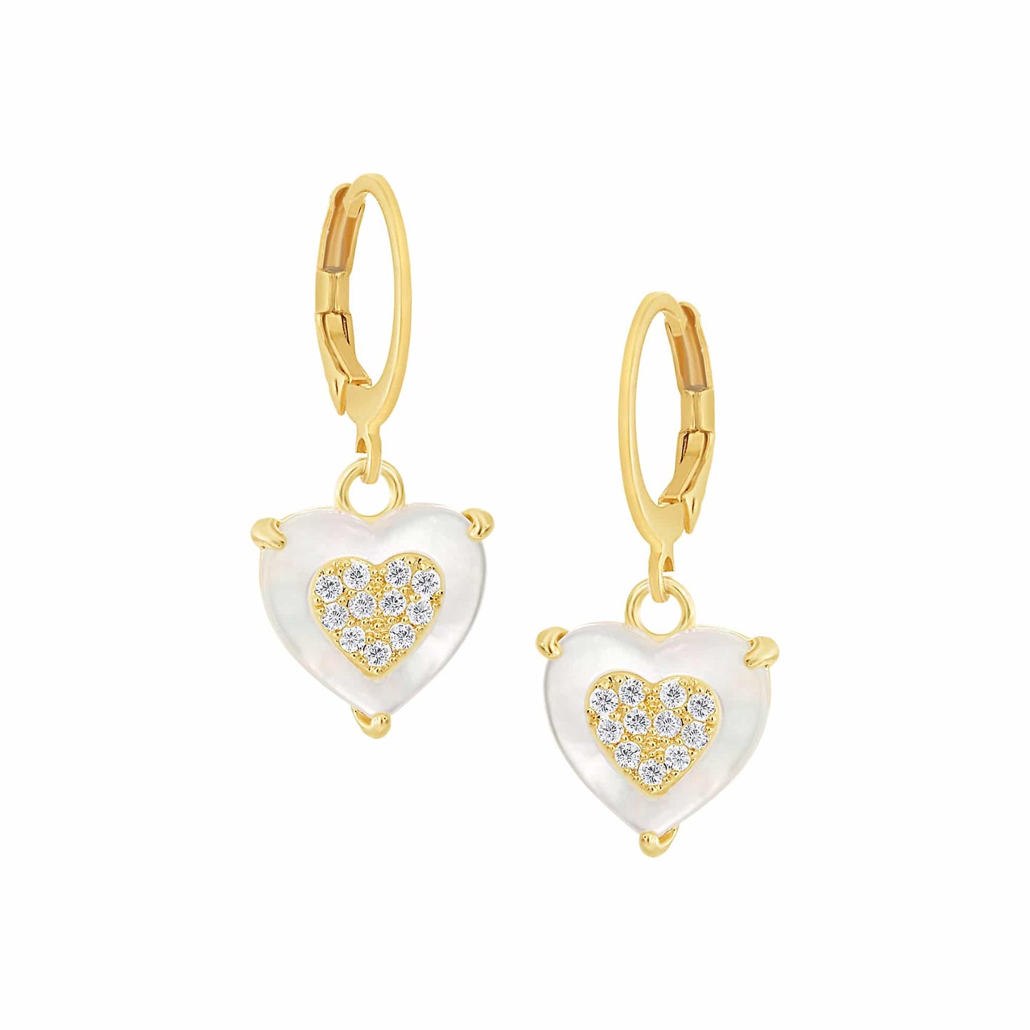 Cameo Medium CZ-Filled Mother-of-Pearl Heart Earring - E5300